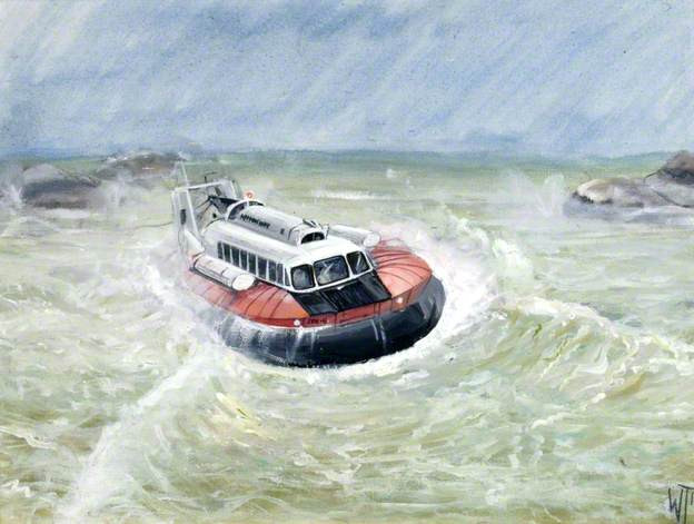 Warwick Jacobs painting "SR.N6 Amazon Expedition"; Supplied by The Public Catalogue Foundation