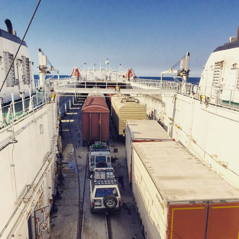 Latitude 45 - Switzerland to Mongolia Roadtrip - ferry from Baku to Aktau